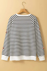 Sequin Football Striped Long Sleeve Sweatshirt - Trendsi - Flyclothing LLC