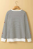 Sequin Football Striped Long Sleeve Sweatshirt - Trendsi - Flyclothing LLC