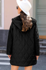 Snap Down Long Sleeve Quilted Winter Coat - Trendsi - Flyclothing LLC