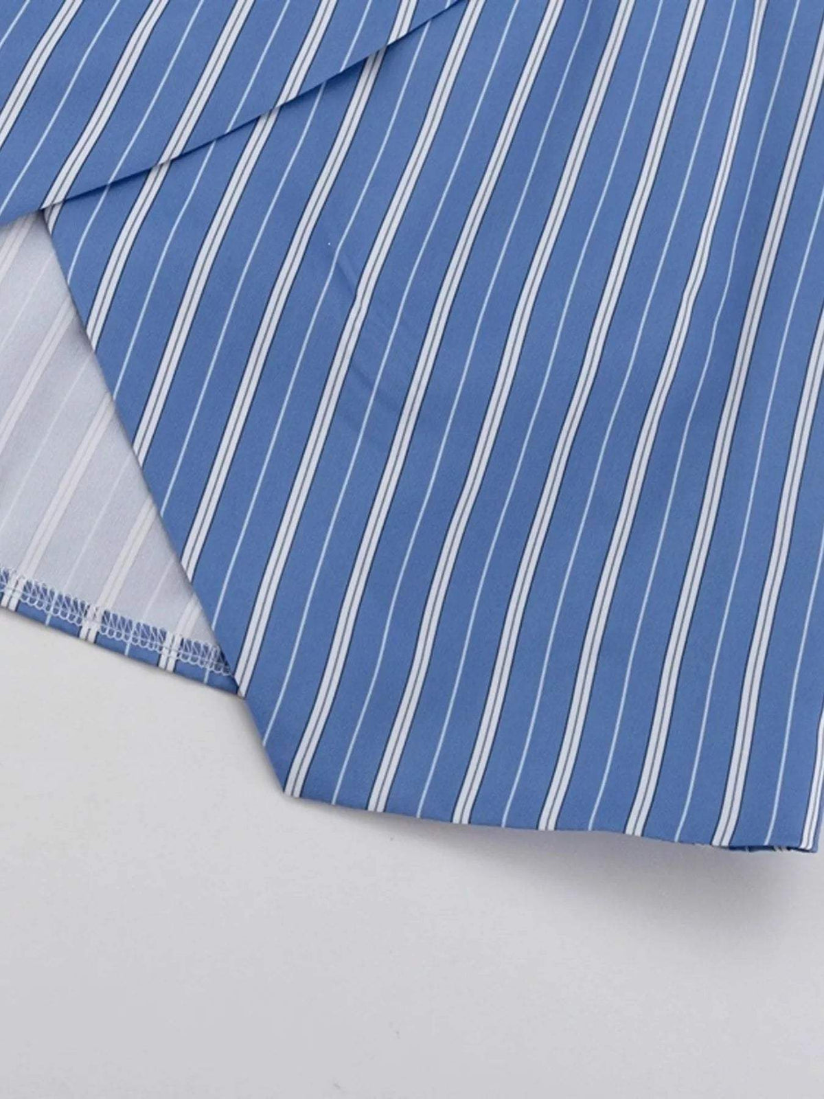 Striped Shirt and Asymmetrical Mini Skirt Set - Trendsi - Flyclothing LLC