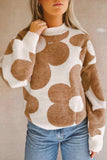 Contrast Flower Mock Neck Long Sleeve Sweater - Trendsi - Flyclothing LLC