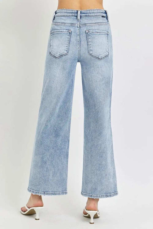 RISEN Full Size Tummy Control High Rise Crop Wide Leg Jeans - Trendsi - Flyclothing LLC