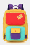 Himawari Contrast Nylon Backpack Bag with Handles - Trendsi
