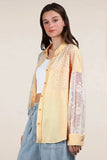 VERY J Plus Size Contrast Ribbed Knit Lace Shacket - Trendsi