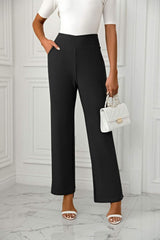 High Waist Straight Leg Pants - Trendsi - Flyclothing LLC