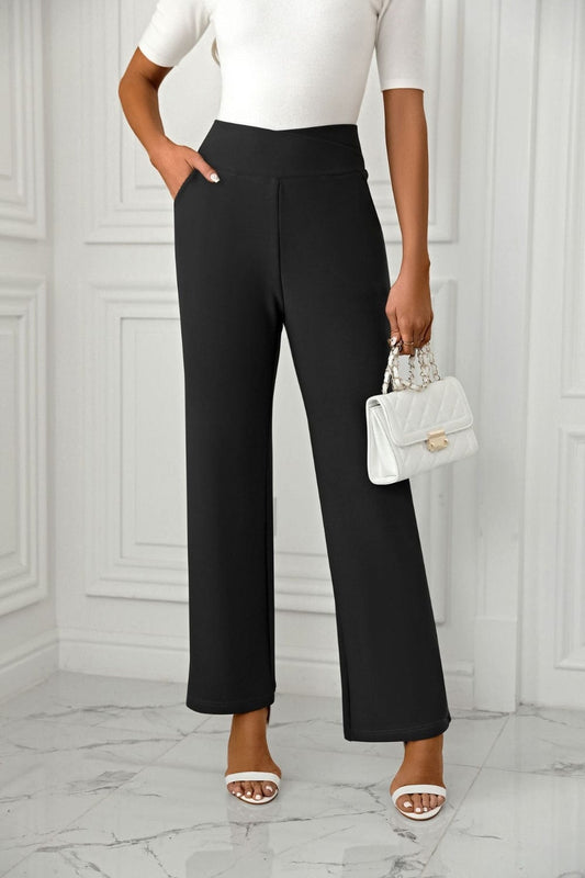 High Waist Straight Leg Pants - Trendsi