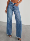 Raw Hem Wide Leg Jeans - Trendsi