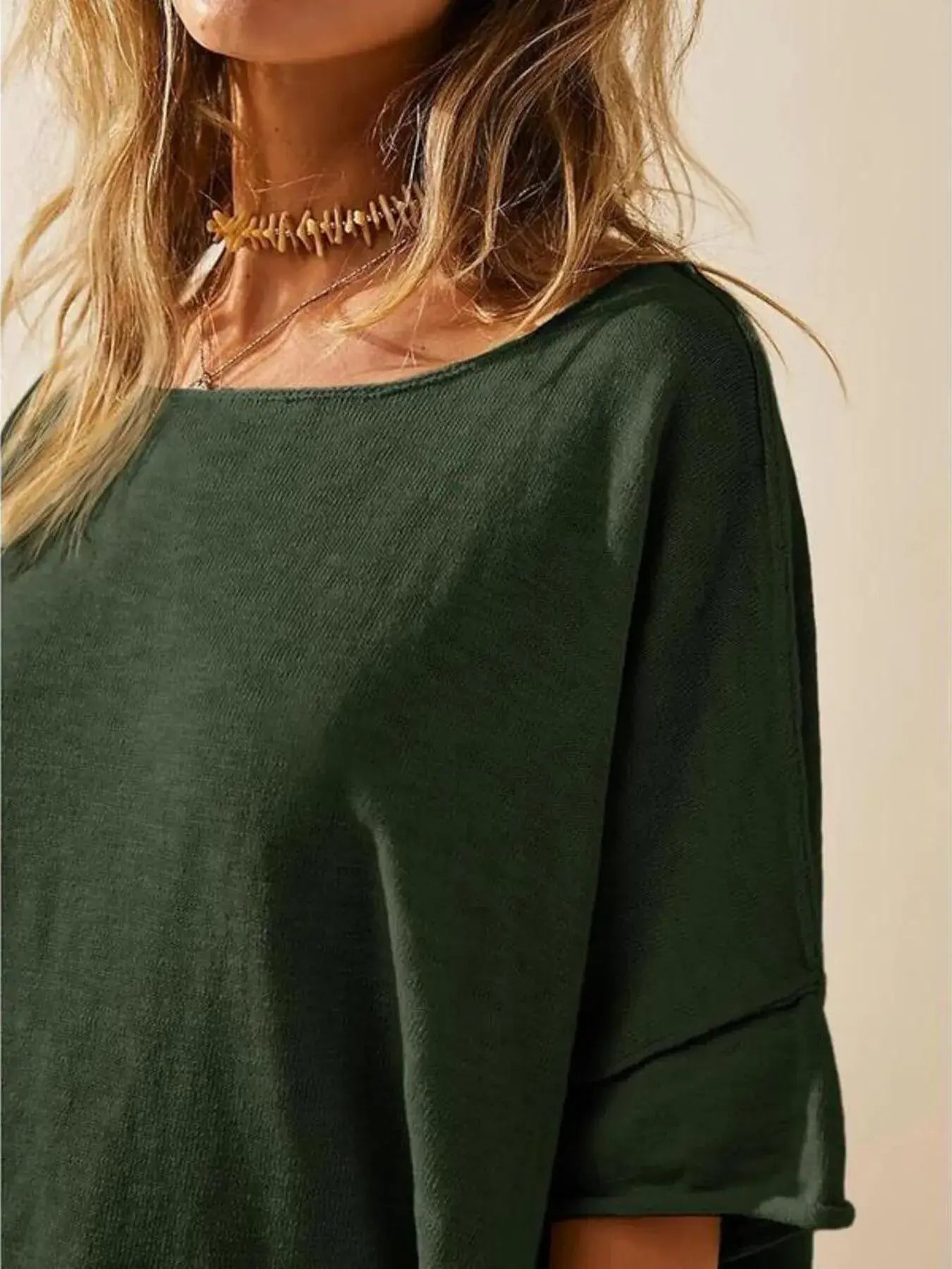 Oversized Round Neck Drop-Shoulder T-Shirt - Trendsi - Flyclothing LLC