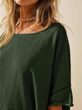 Oversized Round Neck Drop-Shoulder T-Shirt - Trendsi - Flyclothing LLC