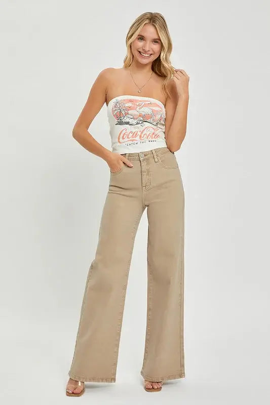 RISEN Full Size Tummy Control High Rise Wide Leg Jeans Plus Size - Trendsi - Flyclothing LLC