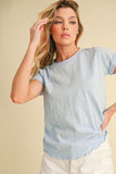 Aemi + Co Lettuce Edge Round Neck Short Sleeve T-Shirt - Trendsi