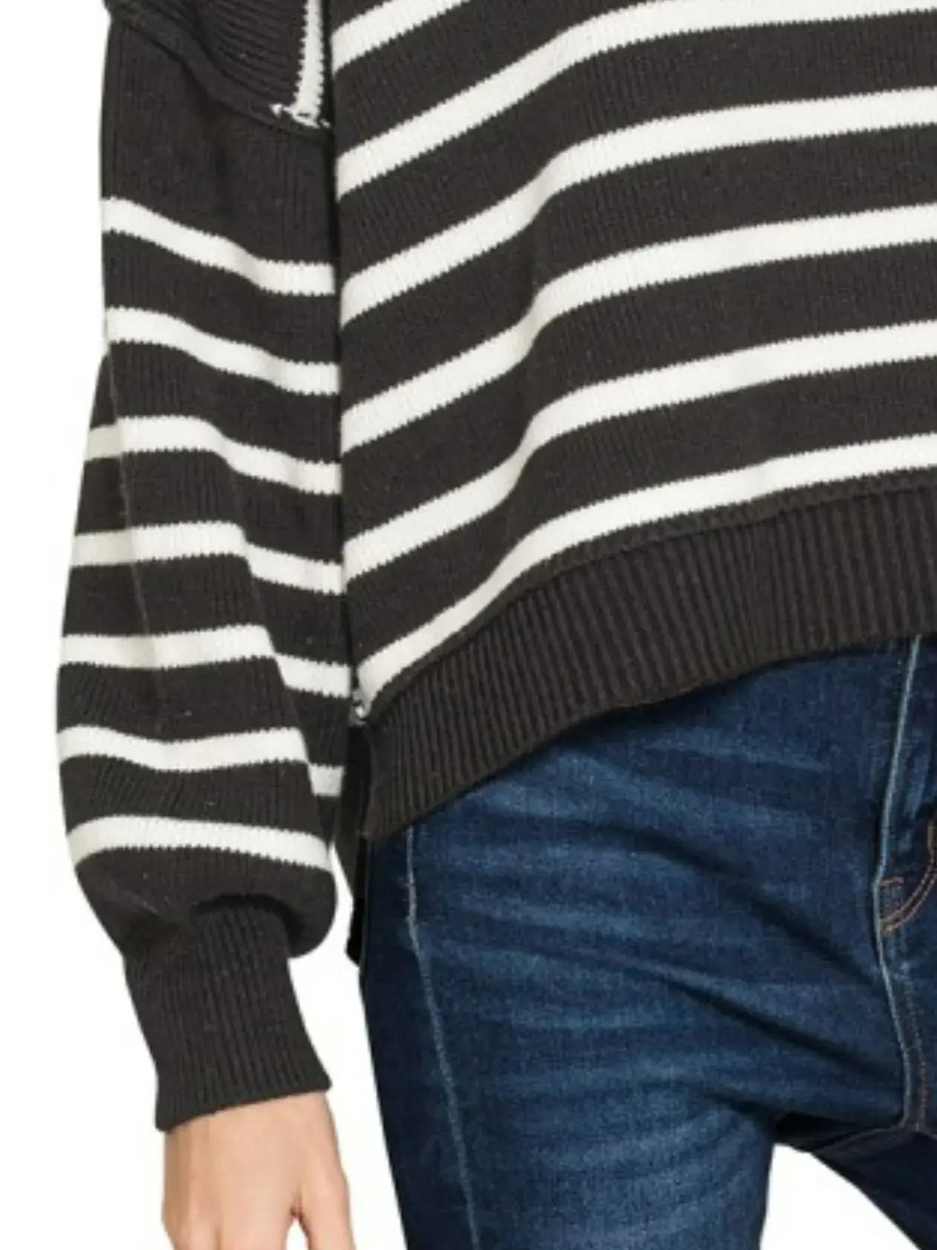 Zenana Exposed Seam Striped Oversized Sweater - Trendsi - Flyclothing LLC