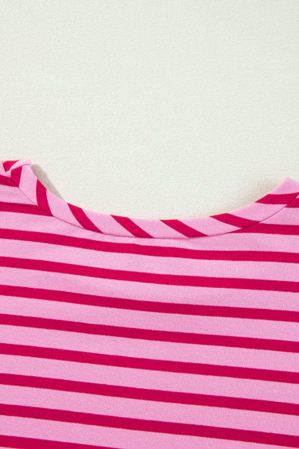 Striped Round Neck Long Sleeve Sweatshirt - Trendsi - Flyclothing LLC