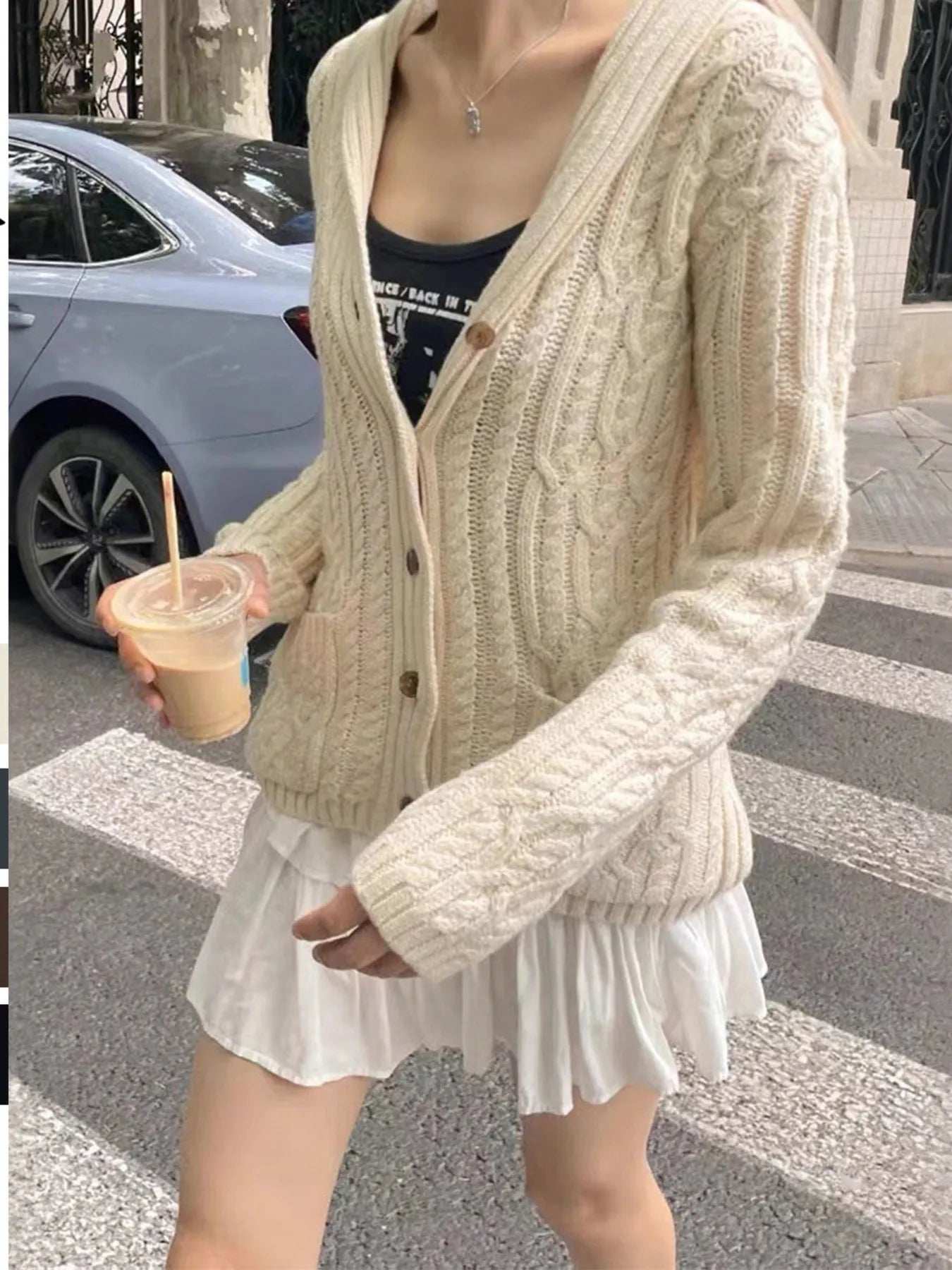 Cable Knit Button Up Cardigan - Trendsi - Flyclothing LLC