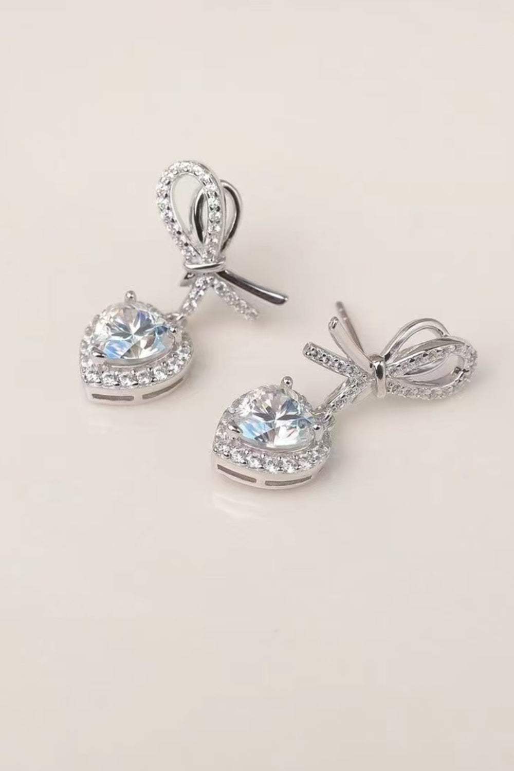 2 Carat Moissanite 925 Sterling Silver Heart Earrings - Trendsi - Flyclothing LLC