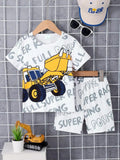 Children's Round Neck Cartoon Graphic T-Shirt and Shorts Set - Trendsi
