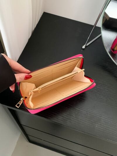 PU Leather Solid Color Wallet - Trendsi
