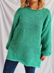 Boat Neck Dropped Shoulder Sweater - Trendsi