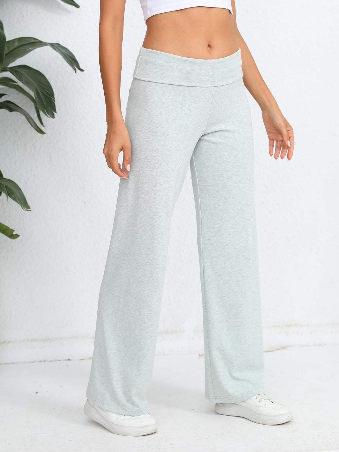 Elastic Waist Wide Leg Pants - Trendsi - Flyclothing LLC