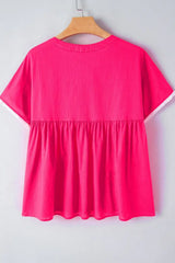 Geometric Embroidered Tassel Tie Neck Blouse - Trendsi - Flyclothing LLC