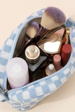 Zenana Checkered Pattern Knitted Cosmetic Pouch - Trendsi