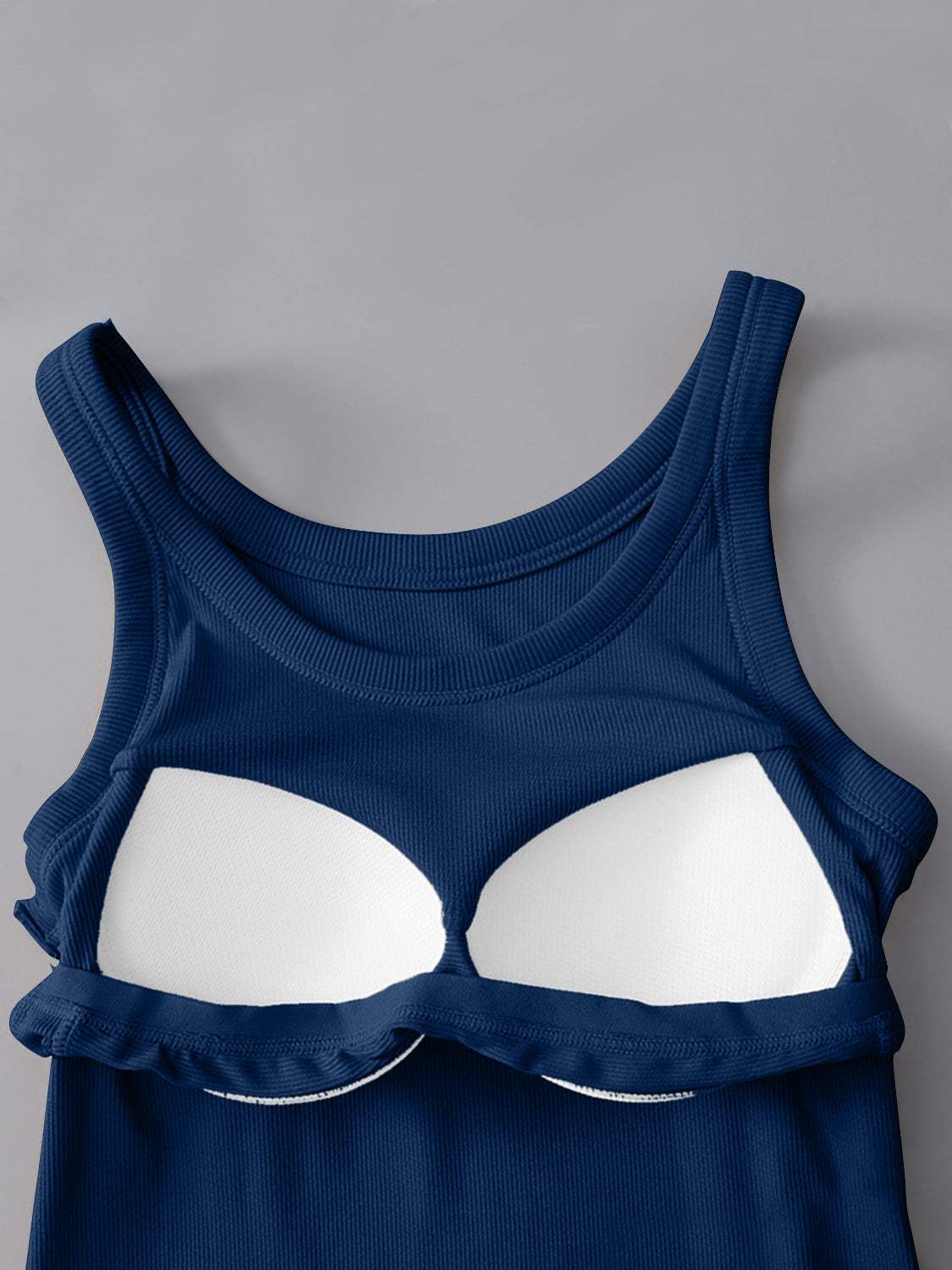 Round Neck Tank with Bra - Trendsi - Flyclothing LLC