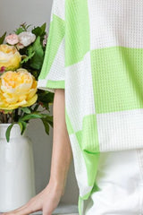 HOPELY Checkered Waffle Oversized T-Shirt - Trendsi