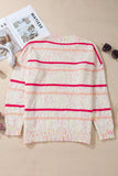 Plus Size Confetti Striped Round Neck Sweater - Trendsi - Flyclothing LLC