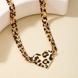 Leopard Heart Chain Necklace - Trendsi - Flyclothing LLC