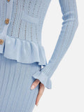 Ruffled V-Neck Top and Midi Skirt Sweater Set - Trendsi - Flyclothing LLC
