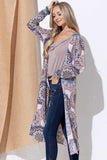 And The Why Printed Kimono Open Front Longline Cardigan - Trendsi - Flyclothing LLC