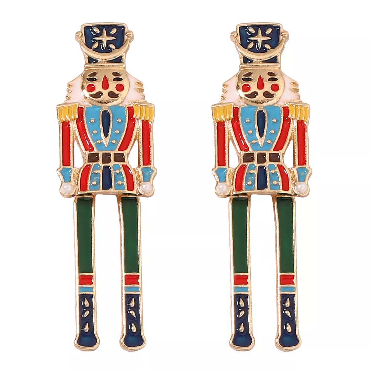 Christmas 18K Gold-Plated Nutcracker Soldier Earrings - Trendsi - Flyclothing LLC