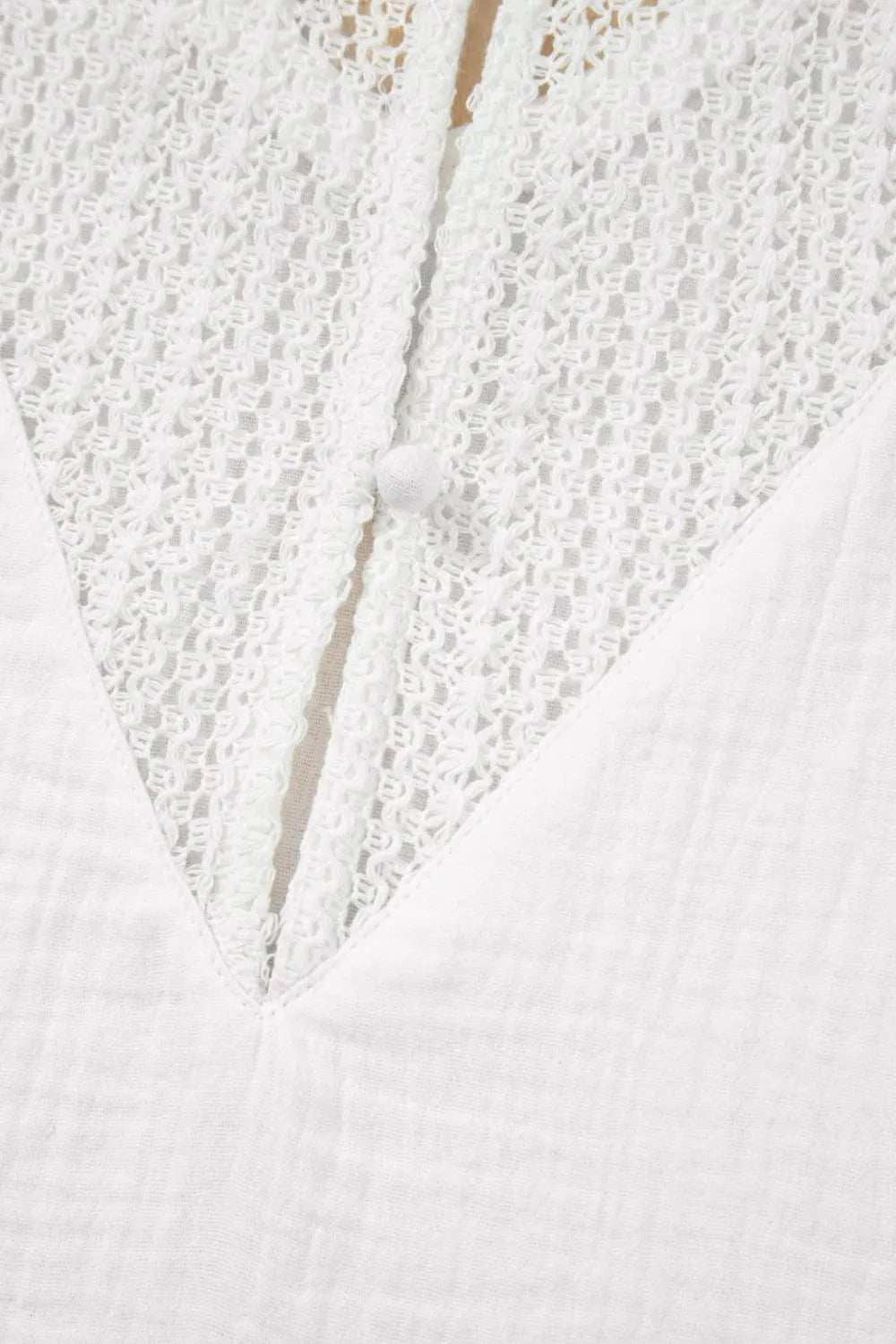 Lace Crochet Textured Button Back V Neck T Shirt - Trendsi - Flyclothing LLC