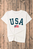 USA Round Neck Short Sleeve T-Shirt - Trendsi - Flyclothing LLC