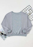 Raw Hem Round Neck Long Sleeve Sweatshirt - Trendsi - Flyclothing LLC