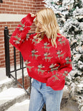 Reindeer Round Neck Long Sleeve Sweater - Trendsi