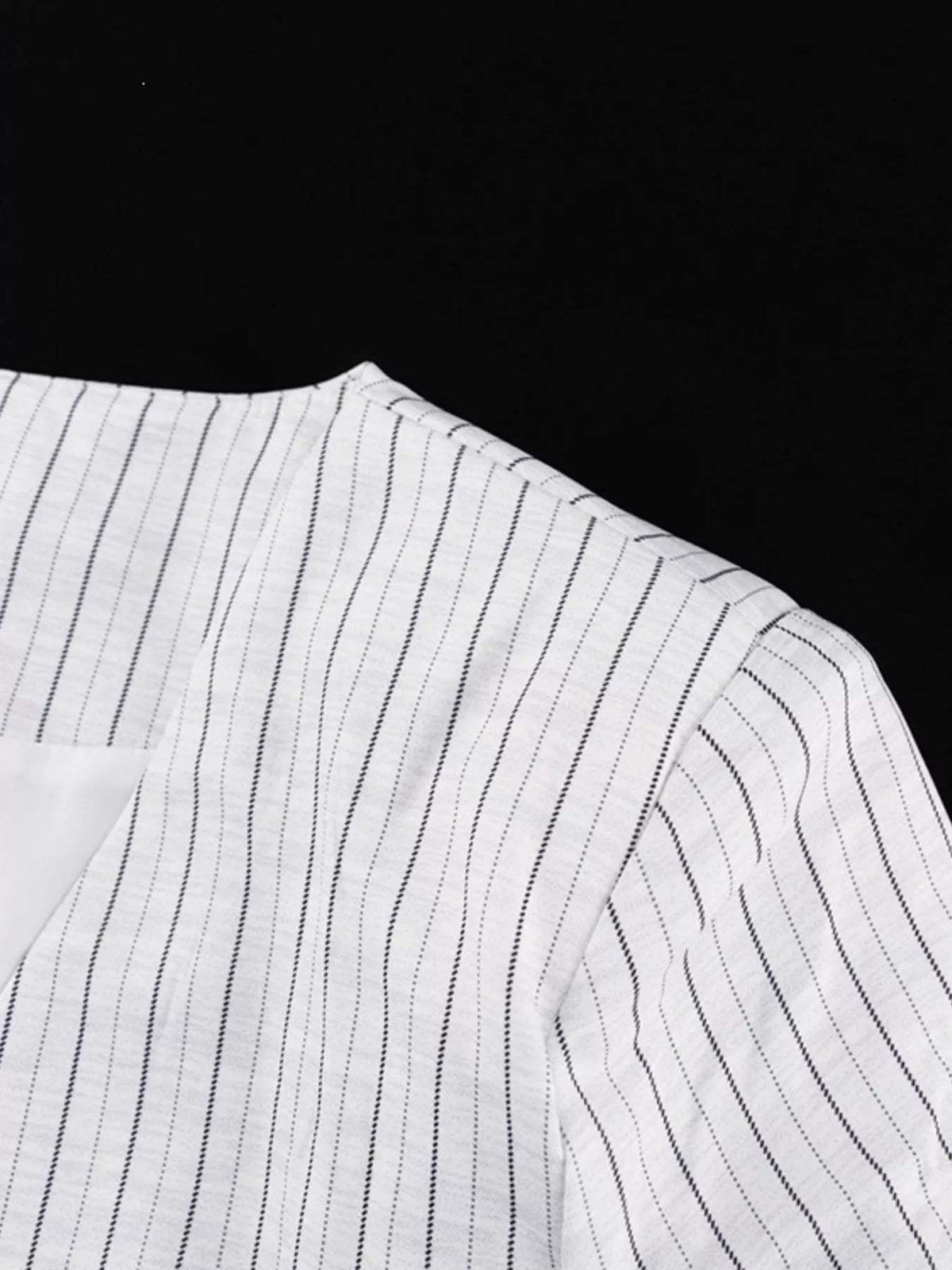 Pinstripe Cropped Blazer and Pleated Shorts Set - Trendsi - Flyclothing LLC