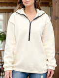 Turtleneck Half Zip Long Sleeve Sweatshirt - Trendsi - Flyclothing LLC