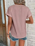 Eyelet Round Neck Short Sleeve Top - Trendsi - Flyclothing LLC
