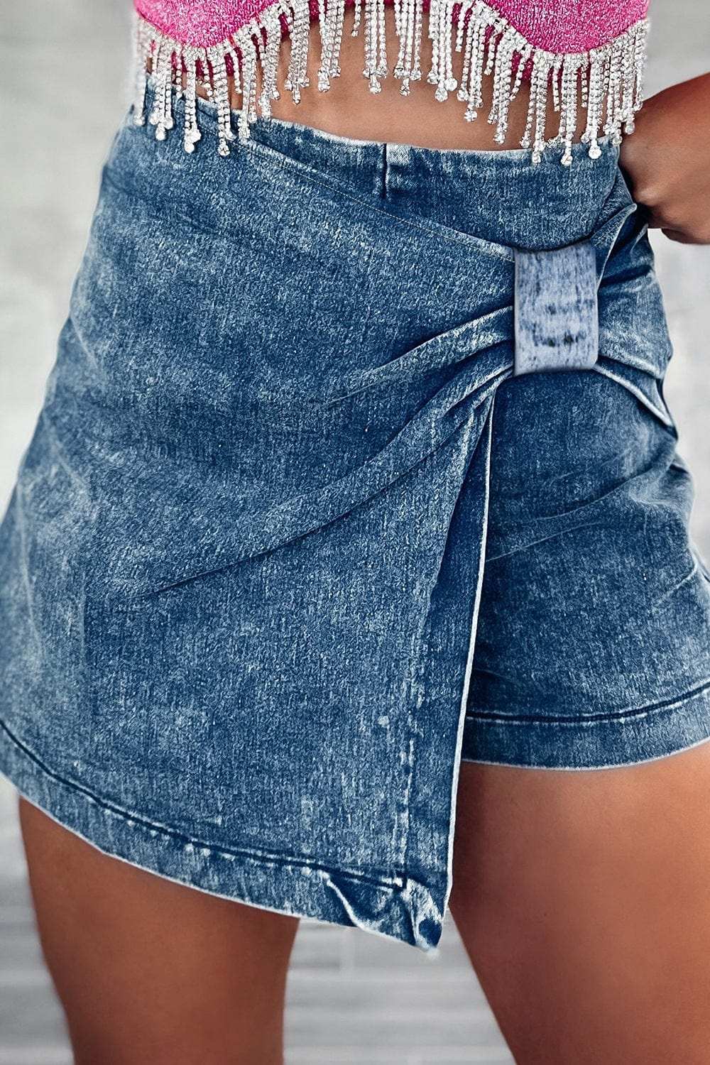 Zip Back Denim Skort - Trendsi - Flyclothing LLC