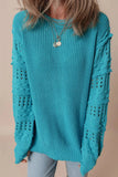 Openwork Frill Round Neck Long Sleeve Sweater - Trendsi