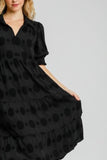Umgee Full Size Swiss Dot Jacquard Tiered Midi Dress Plus Size - Trendsi
