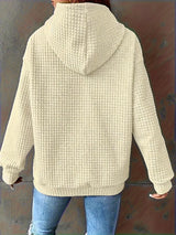 Textured Knit Drawstring Hoodie - Trendsi - Flyclothing LLC