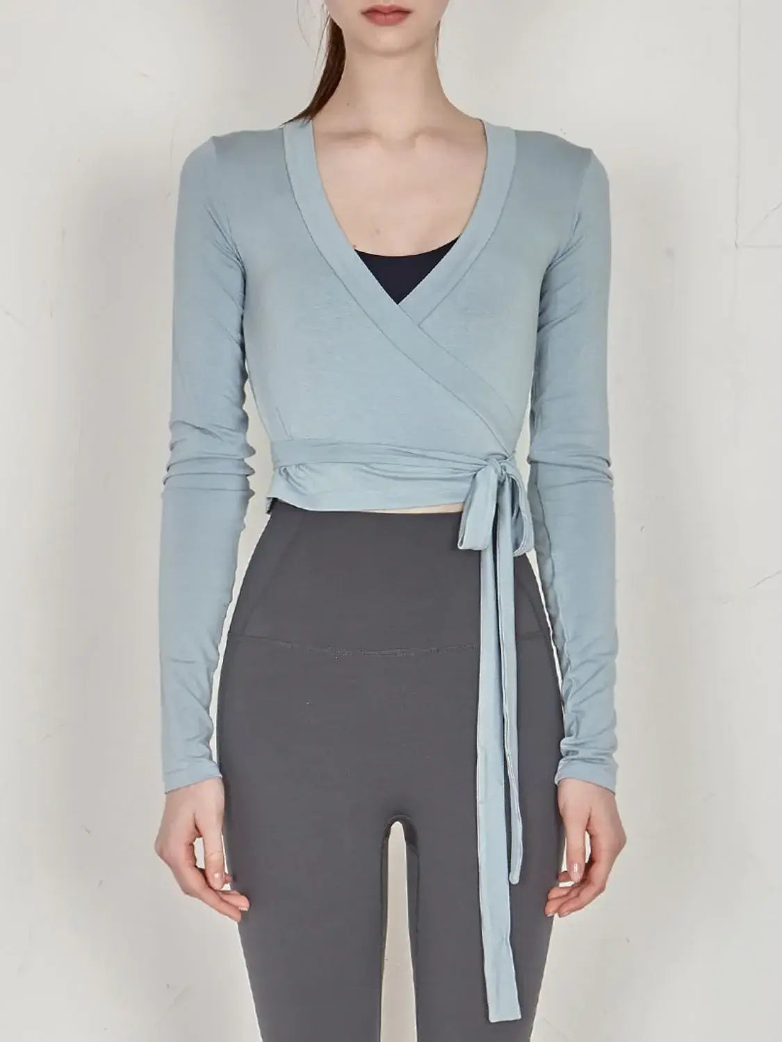 Tied Surplice Long Sleeve Top - Trendsi - Flyclothing LLC