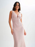 Openwork Sleeveless Maxi Dress - Trendsi