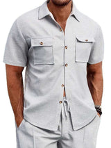 Men's Full Size Button Down Short Sleeve Shirt Plus Size - Trendsi - Flyclothing LLC