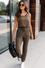 Drawstring Round Neck Sleeveless Jumpsuit - Trendsi - Flyclothing LLC