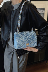 Raw Hem Denim Crossbody Bag - Trendsi
