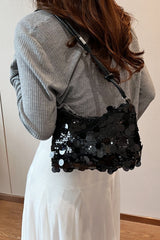 Sequin Knotted Straps Shoulder Bag - Trendsi