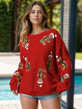 Sequin Gingerbread Man Long Sleeve Sweatshirt - Trendsi
